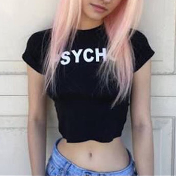 Psycho Black White Crop Top - Picture 2 of 6